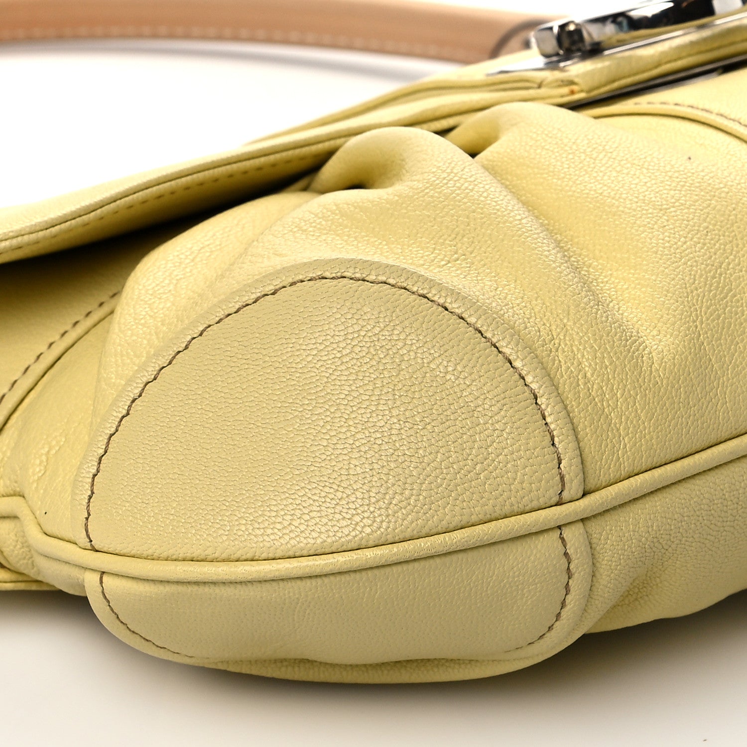 Salvatore Ferragamo Goatskin Gancini Shoulder Bag Citronella 7 of 9