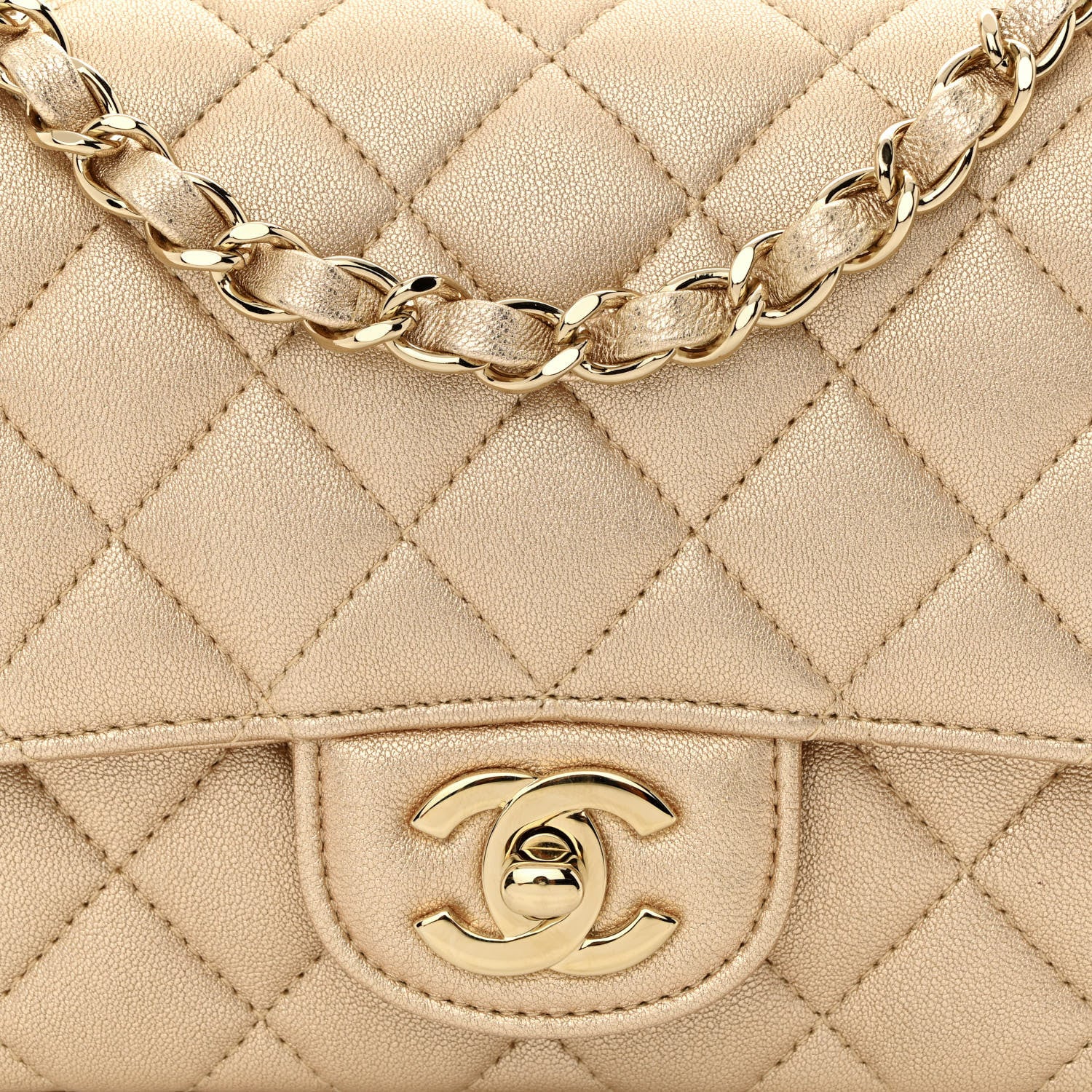 Chanel Metallic Lambskin Quilted Mini Square Flap Gold 8 of 10