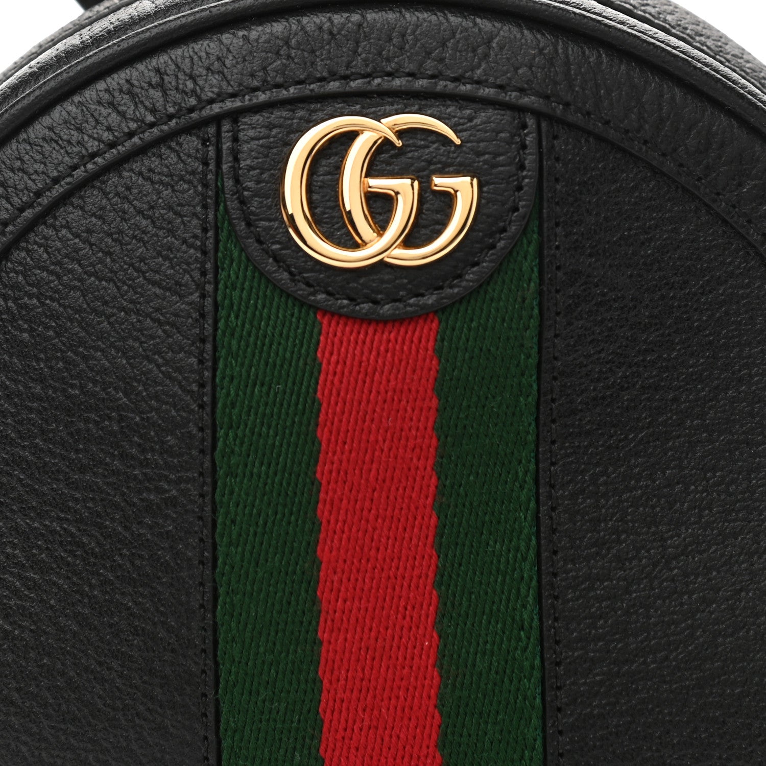 Gucci Grained Calfskin Web Mini Ophidia Round Backpack Black 7 of 9