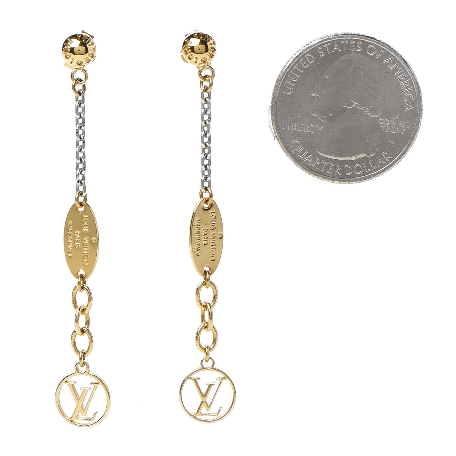Louis Vuitton Logomania Earrings Gold 2 of 5