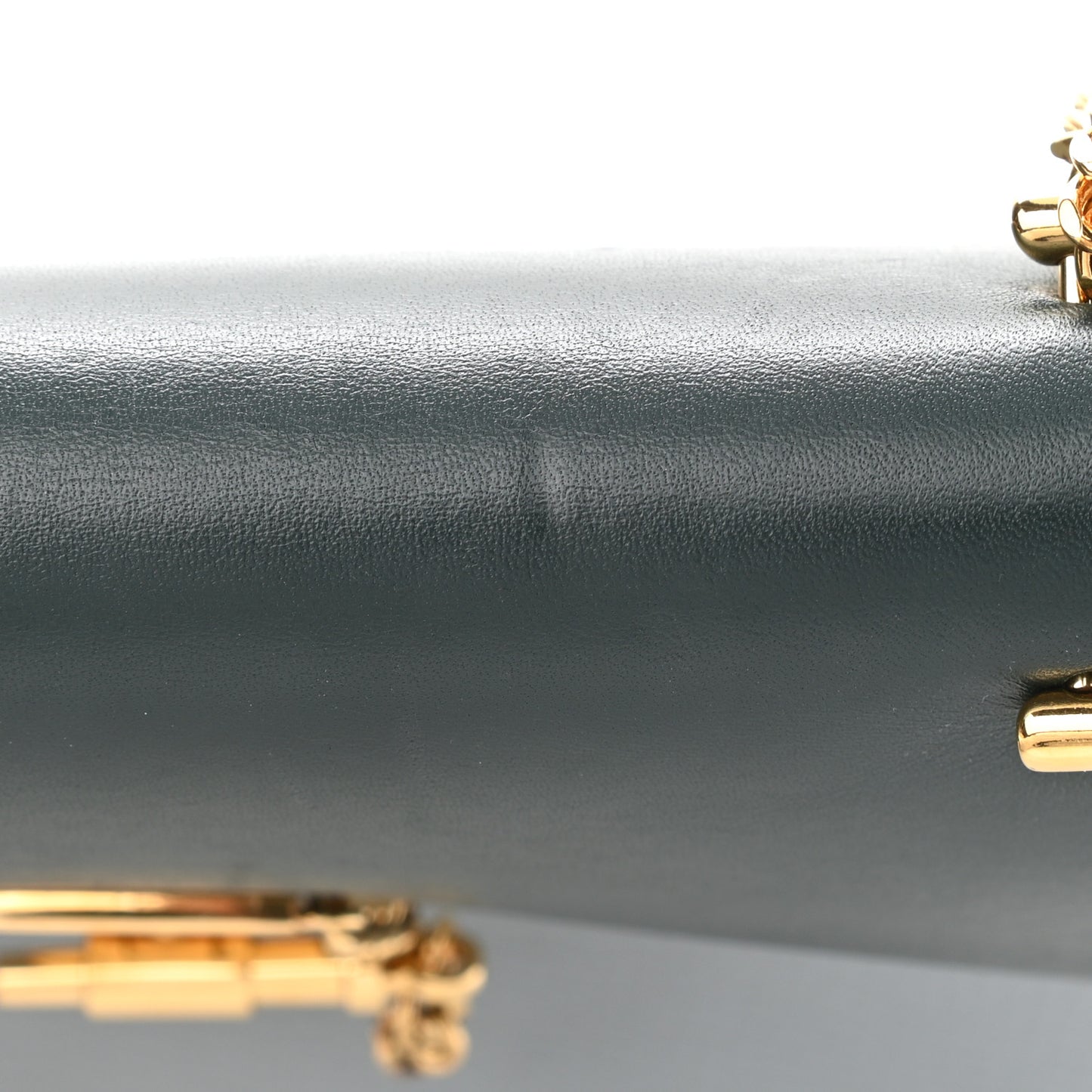 Grained Calfskin Lambskin Bi-Color Drew Shoulder Bag Cloudy Blue Green