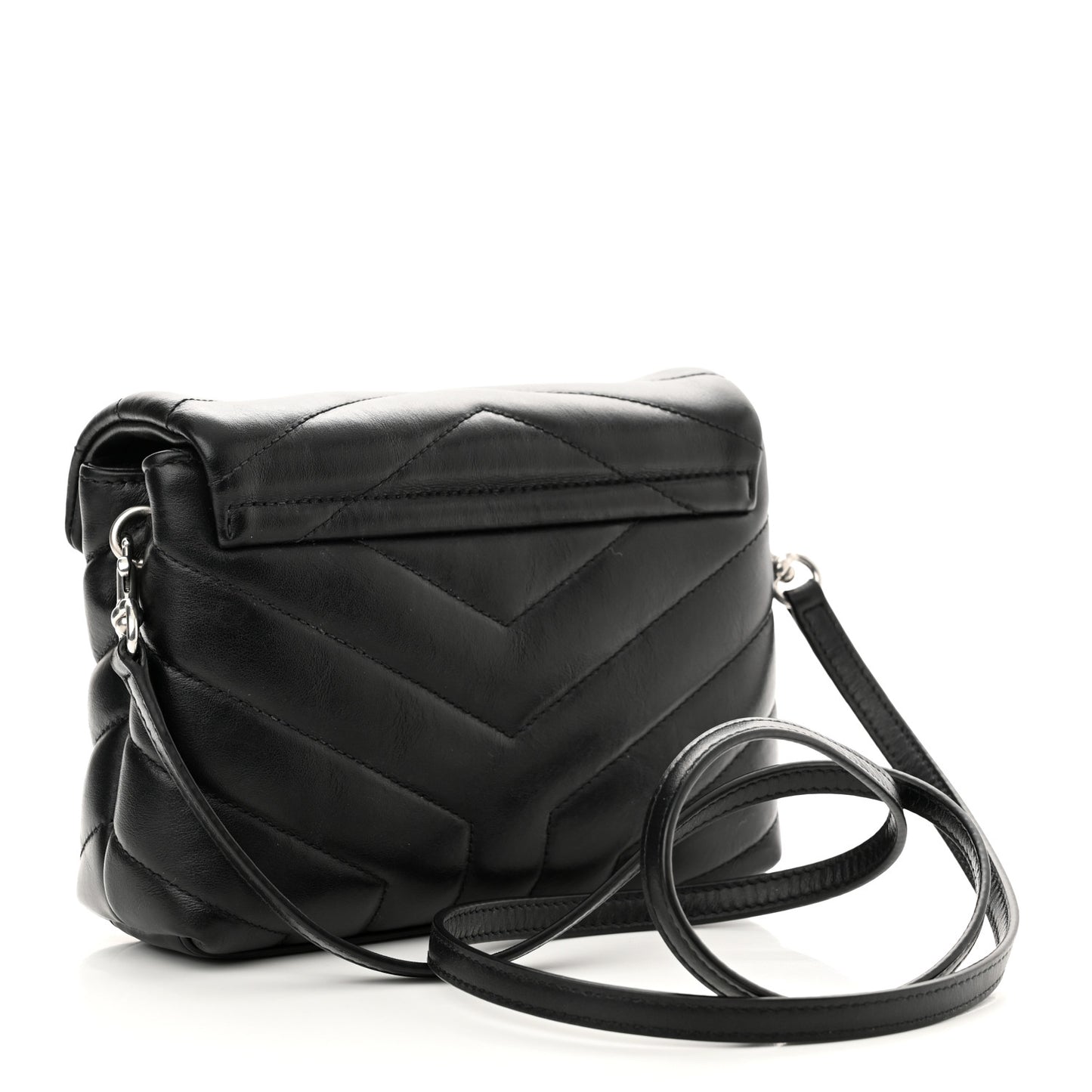 Calfskin Y Quilted Monogram Toy Loulou Crossbody Bag Black