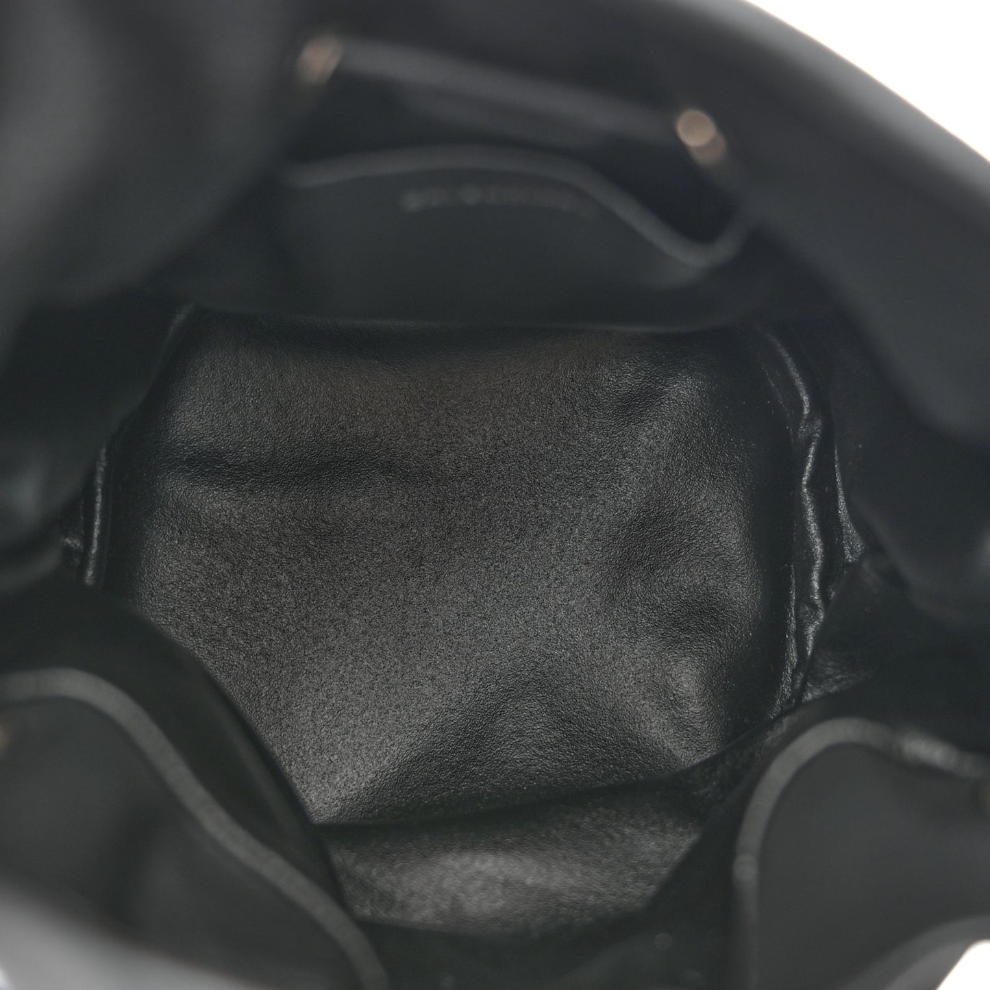 Smooth Calfskin Logo XS Everyday Drawstring Bucket Bag Black