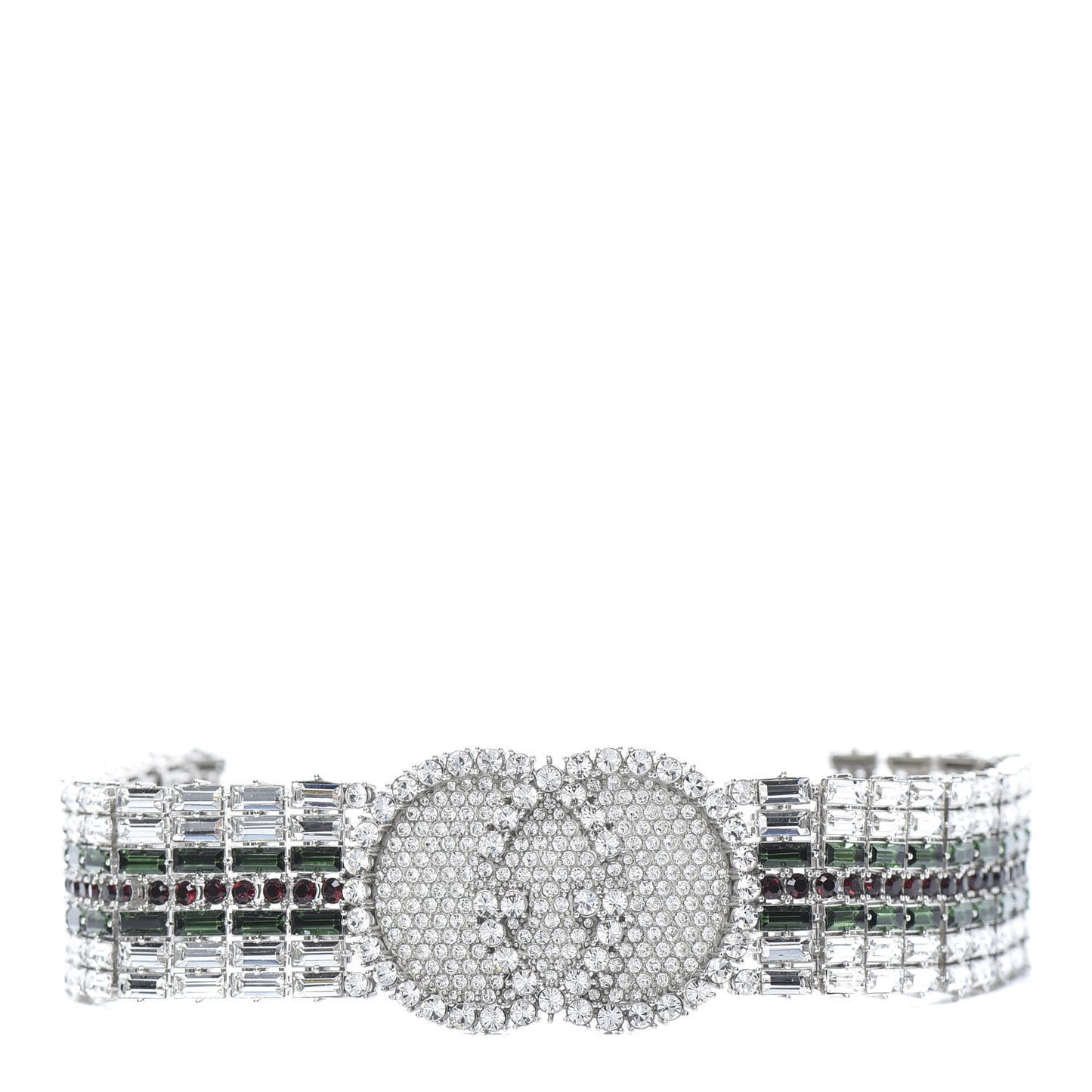 Crystals Double G Web Tennis Choker Necklace Multicolor