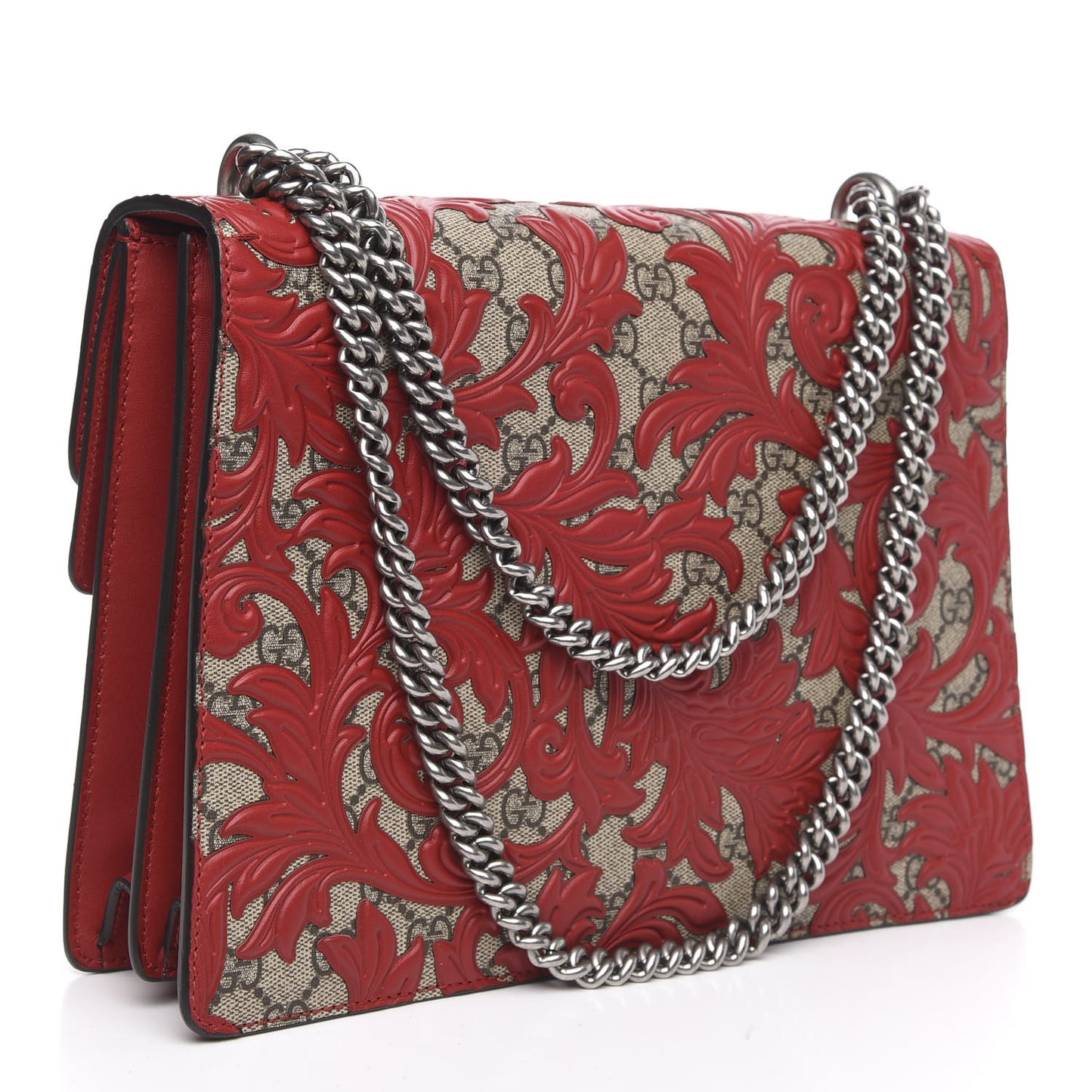 GG Supreme Monogram Arabesque Medium Dionysus Shoulder Bag Hibiscus Red