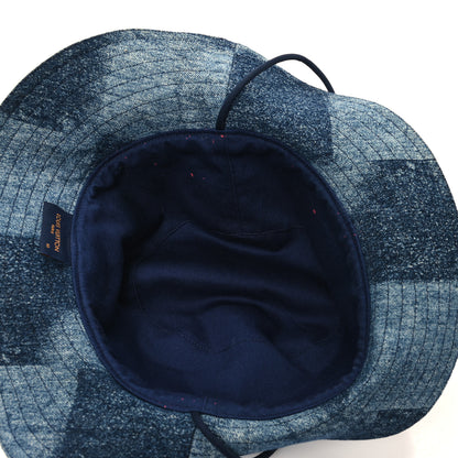 Louis Vuitton Denim Damier Chapeau Skater Bucket Hat 58 Blue 7 of 9