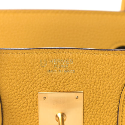 Hermes Togo Horseshoe Birkin 30 Jaune Ambre Etain 6 of 12