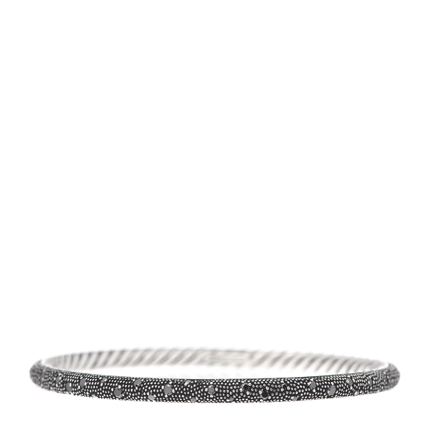 Sterling Silver Black Diamond 4mm Midnight Melange Bangle Bracelet