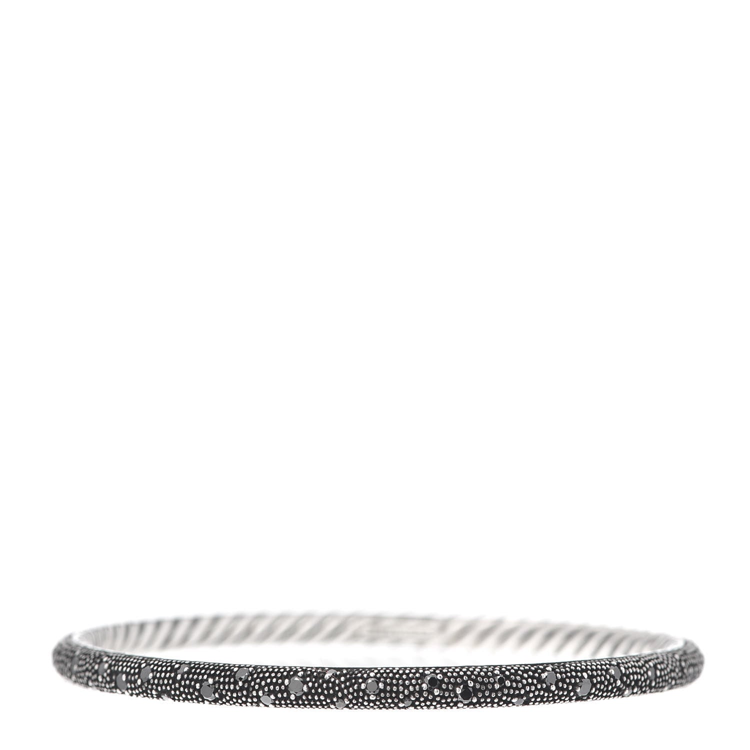 David Yurman Sterling Silver Black Diamond 4mm Midnight Melange Bangle Bracelet 1 of 5