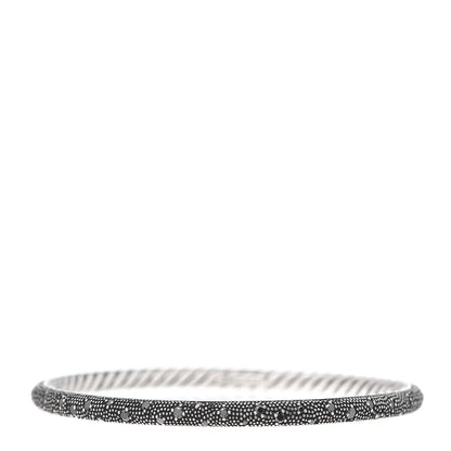 David Yurman Sterling Silver Black Diamond 4mm Midnight Melange Bangle Bracelet 1 of 5