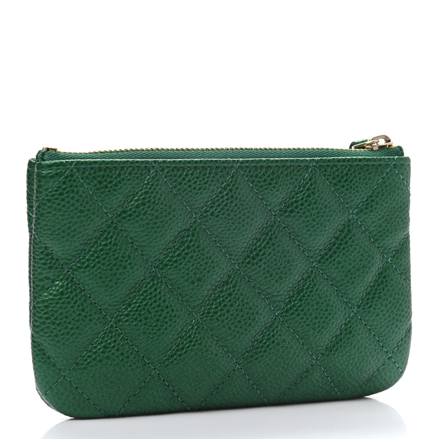 Caviar Quilted Small Cosmetic Case Green