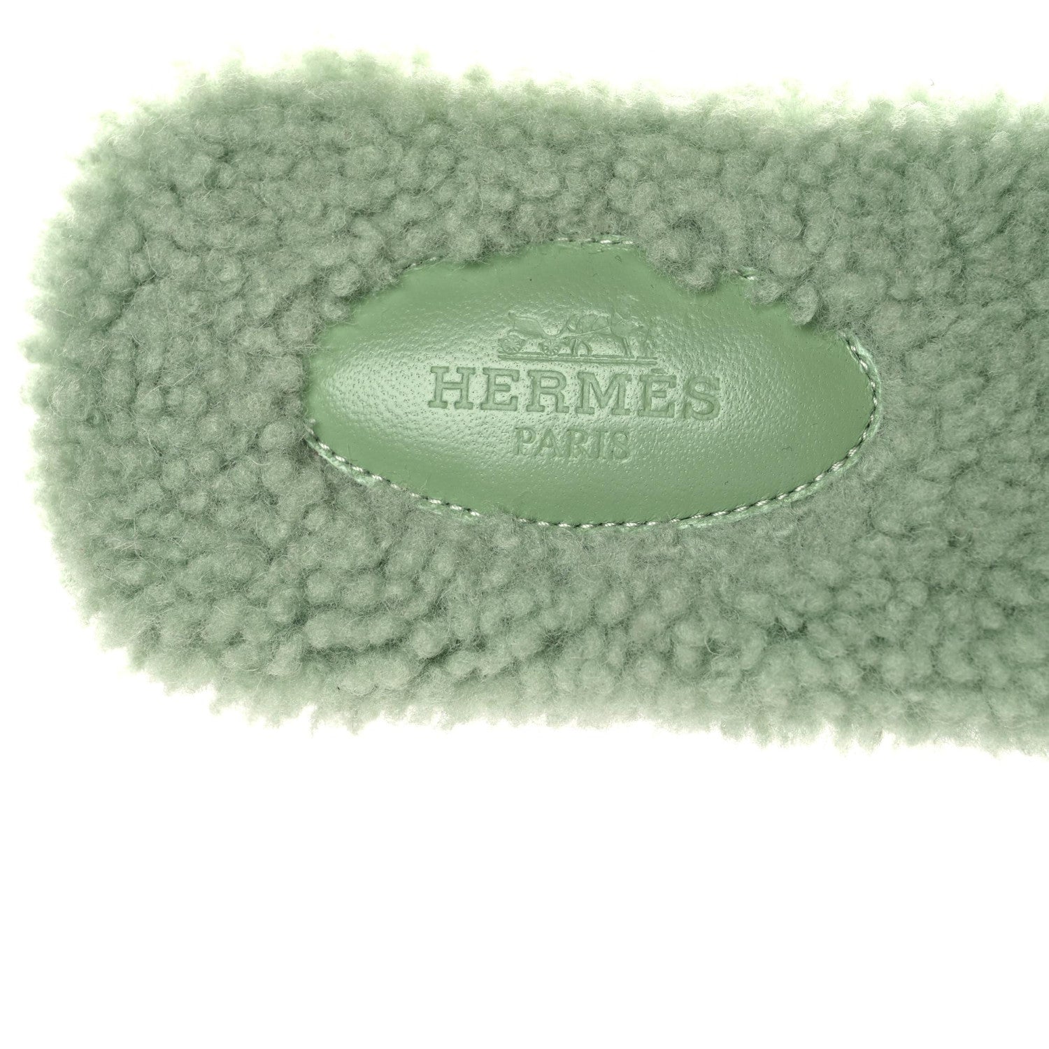 Hermes Woolskin Oran Sandals 39 Vert D’Eau 7 of 8