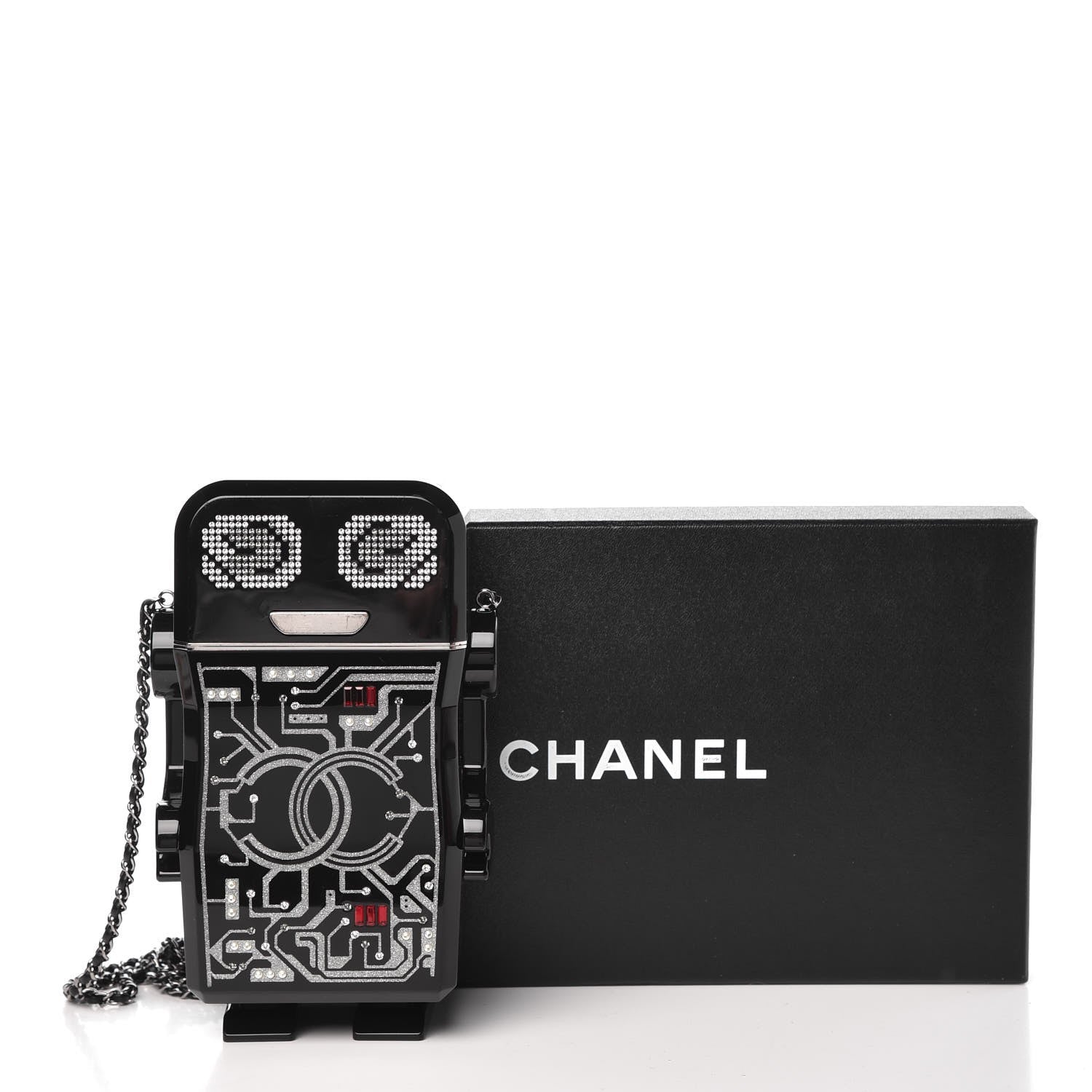 Chanel Plexiglass Crystal Robot Minaudiere Clutch Black 43 of 51