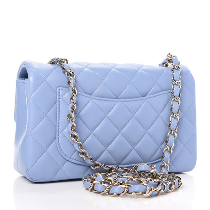 Chanel Lambskin Quilted Mini Rectangular Flap Light Blue 3 of 11