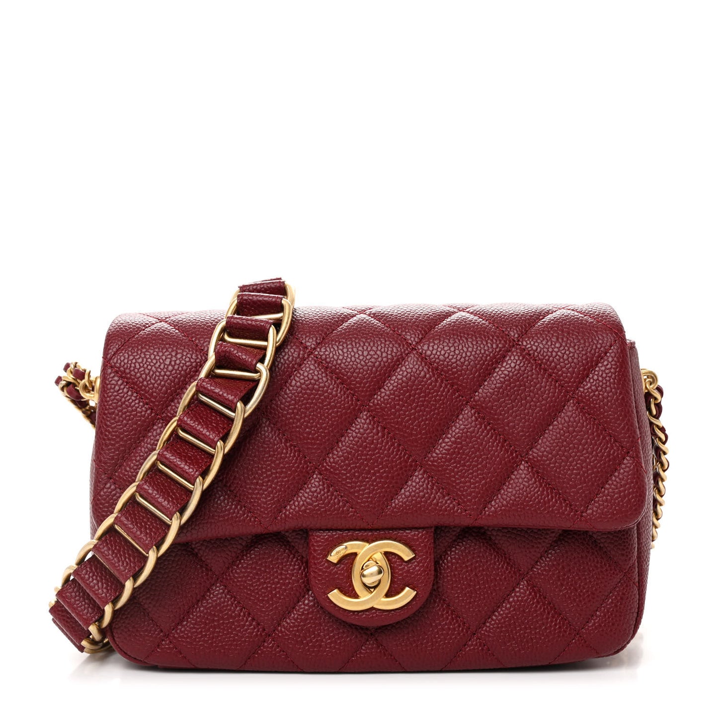 Caviar Quilted Chain Soul Flap Burgundy