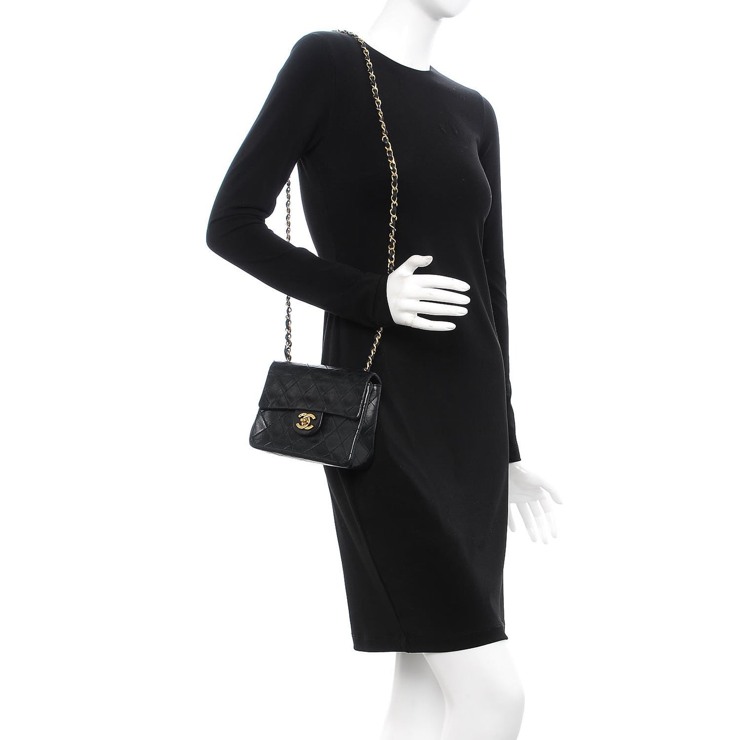 Lambskin Quilted Mini Square Flap Black
