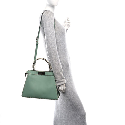 Fendi Cuoio Romano Snakeskin Selleria Medium Peekaboo I SEE U Satchel Mint Stone 2 of 9