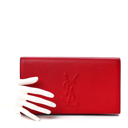 Saint Laurent Calfskin Monogram Large Belle De Jour Clutch Red 2 of 10