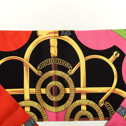 Hermes Silk Eperon D'Or Remix Maxi Twilly Rouge Rose Vif Black 2 of 4