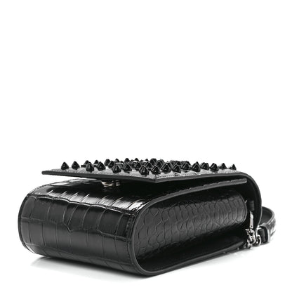 Christian Louboutin Crocodile Embossed Calfskin Spikes Loubinthesky Paloma Crossbody Phone Case Black 8 of 10
