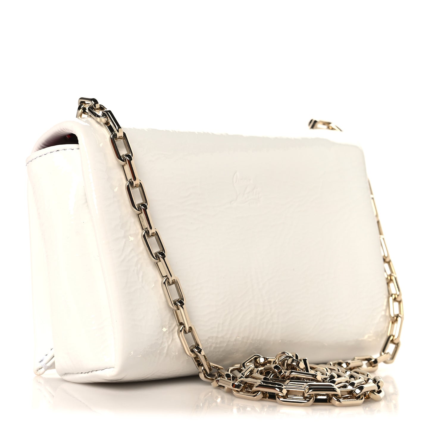 Naplak Patent Calfskin Monochrome Small Loubi54 Shoulder Bag White