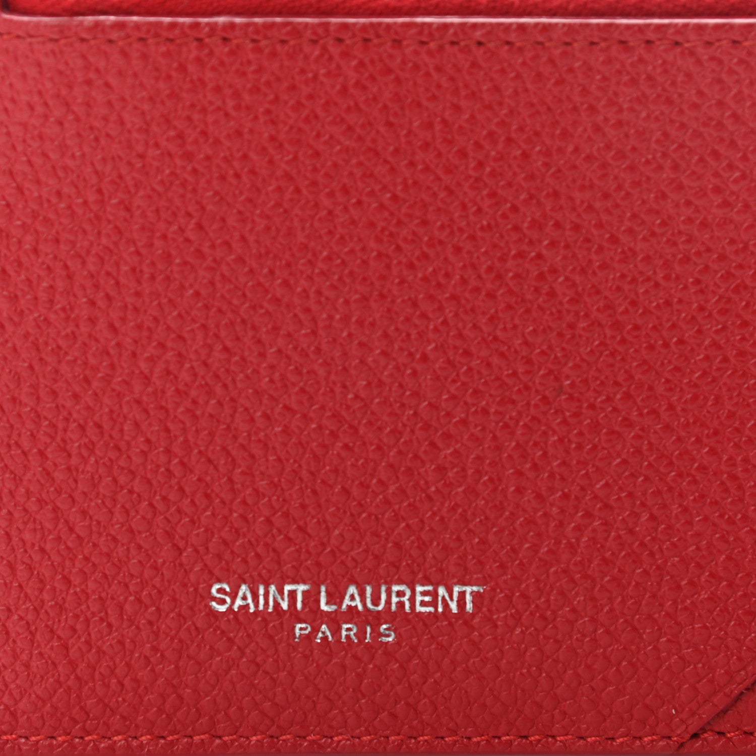 Saint Laurent Grained Calfskin 5 Fragments Zip Pouch Card Holder New Red 5 of 9