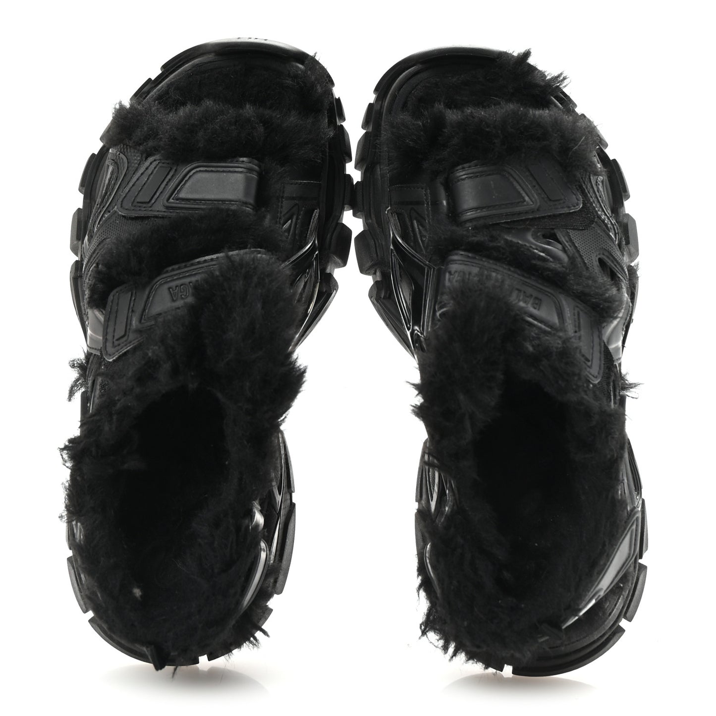 Faux Fur Rubber Mesh Womens Track Sandals 40 Black