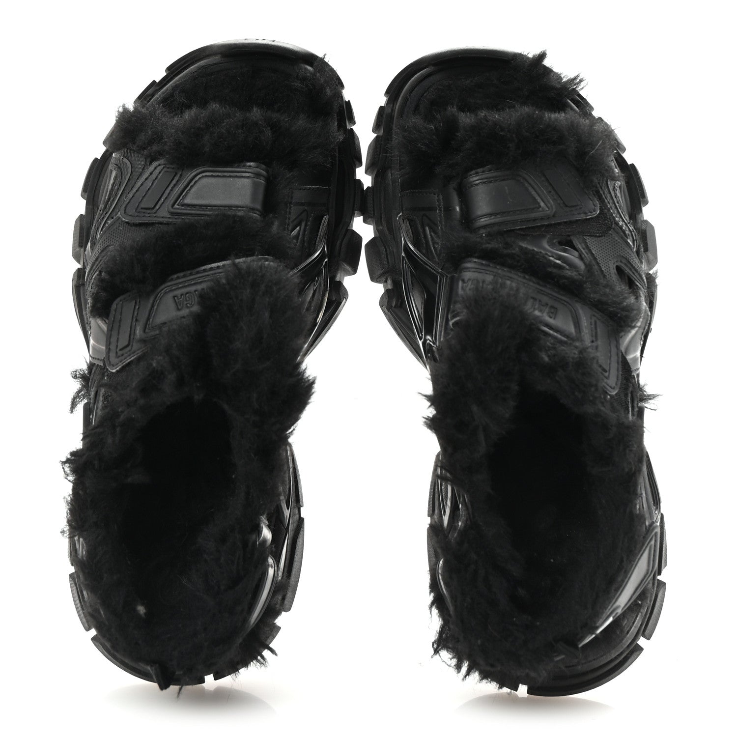 Balenciaga Faux Fur Rubber Mesh Womens Track Sandals 40 Black 2 of 9