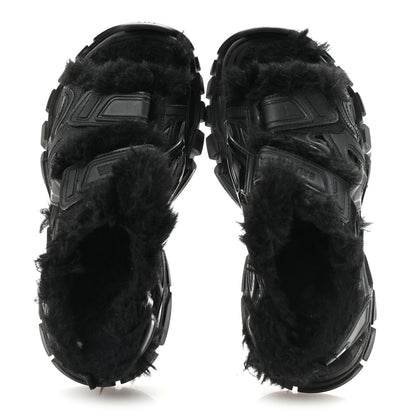 Balenciaga Faux Fur Rubber Mesh Womens Track Sandals 40 Black 2 of 9