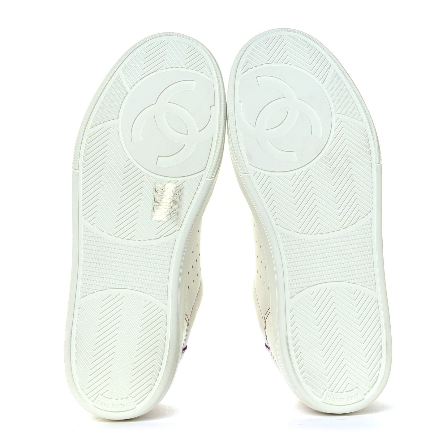 Calfskin Womens Logo Sneakers 38.5 White Pink