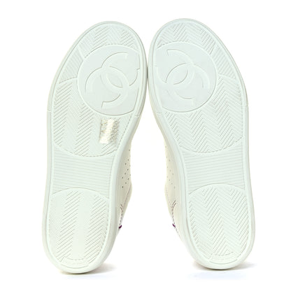 Chanel Calfskin Womens Logo Sneakers 38.5 White Pink 11 of 14