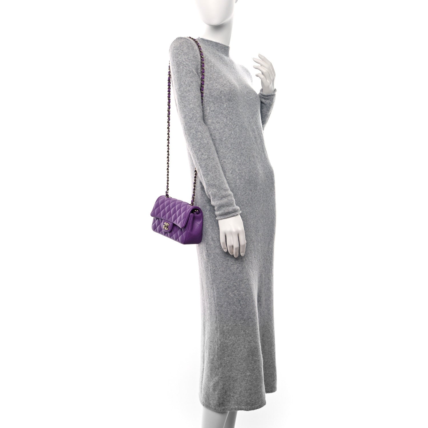 Chanel Lambskin Quilted Mini Rectangular Flap Purple 2 of 11