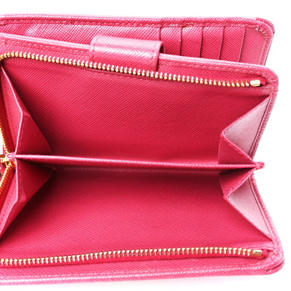 Prada Saffiano Metal Compact Wallet Peonia 5 of 16