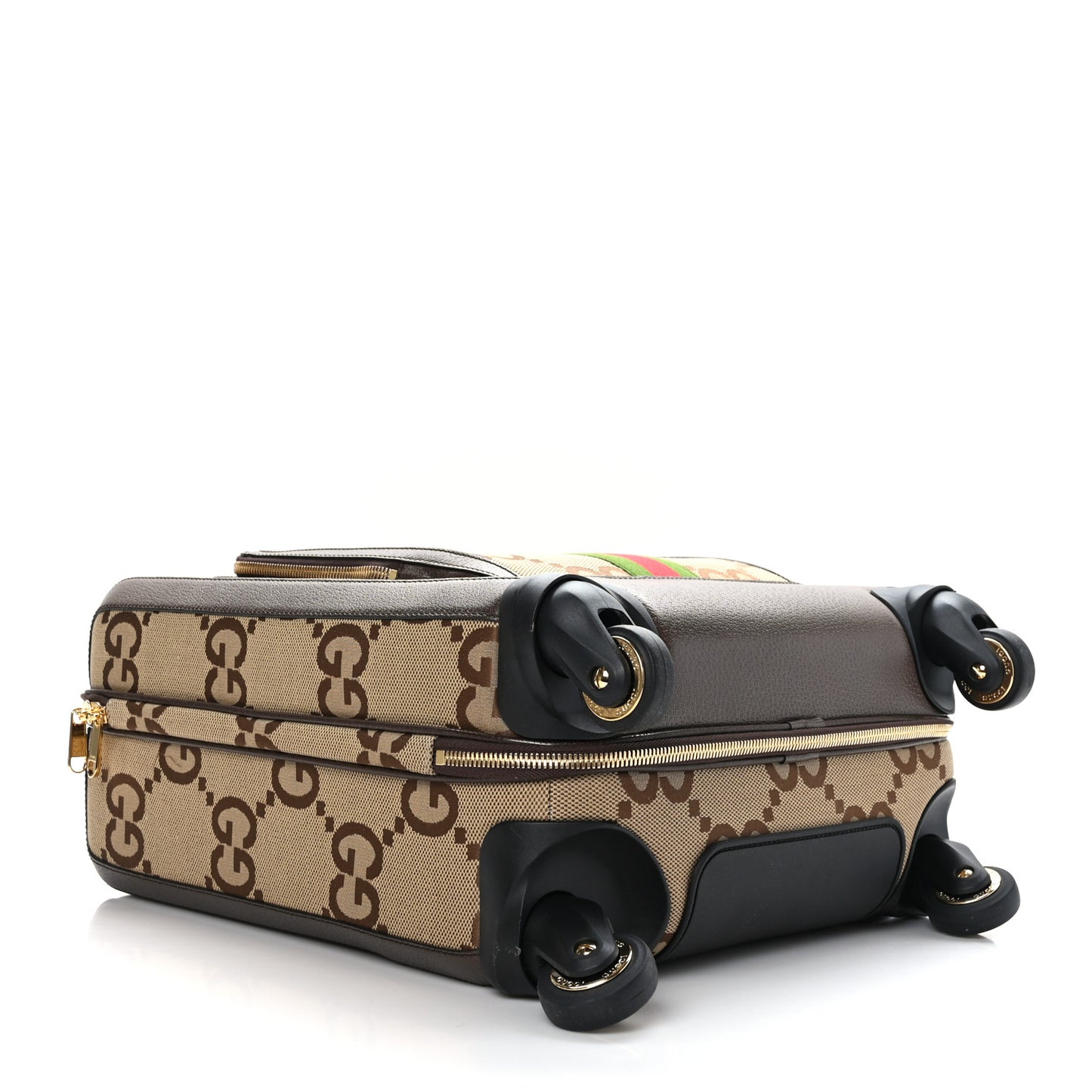 Monogram Jumbo GG Textured Dollar Calfskin Web Small Savoy Cabin Trolley Camel Ebony New Acero