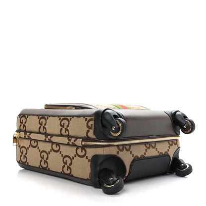 Gucci Monogram Jumbo GG Textured Dollar Calfskin Web Small Savoy Cabin Trolley Camel Ebony New Acero 3 of 9
