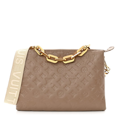 Louis Vuitton Lambskin Embossed Monogram Coussin MM Taupe 1 of 14