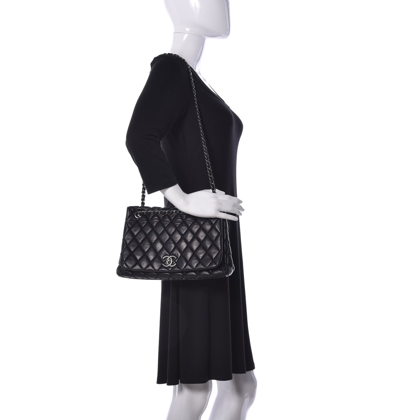 Lambskin Large New Bubble Flap Black