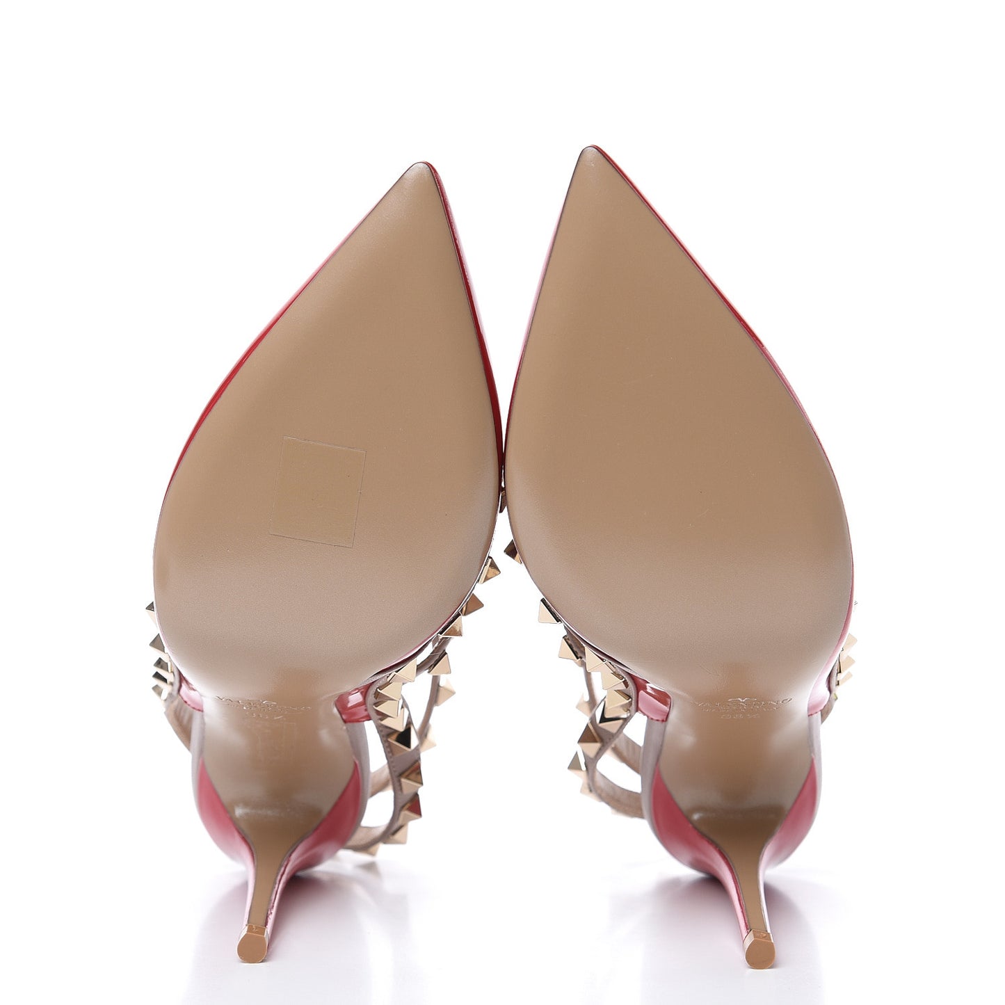 Patent Nappa Rockstud Ankle Strap 100mm Pumps 36.5 Rosso Valentino Poudre