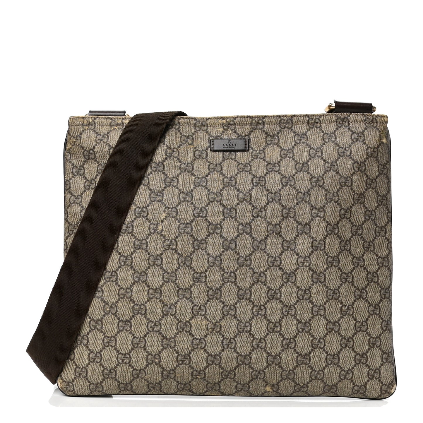 GG Supreme Monogram Medium Flat Messenger Bag Dark Brown