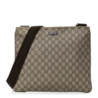 Gucci GG Supreme Monogram Medium Flat Messenger Bag Dark Brown 1 of 7