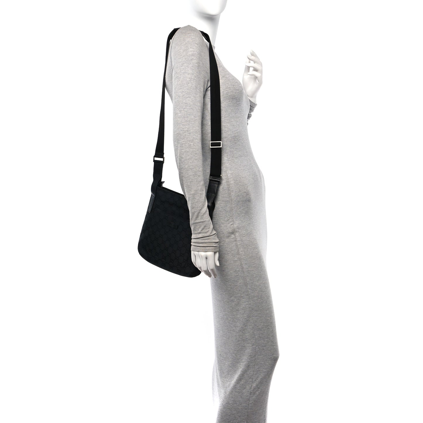Monogram Flat Messenger Bag Black