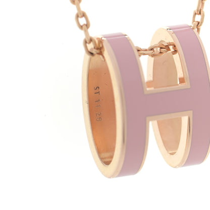 Hermes Lacquered Rose Gold Pop H Pendant Necklace Rose Dragee 6 of 6