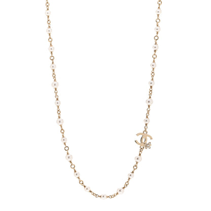 Chanel Crystal Pearl CC Necklace Gold 1 of 5