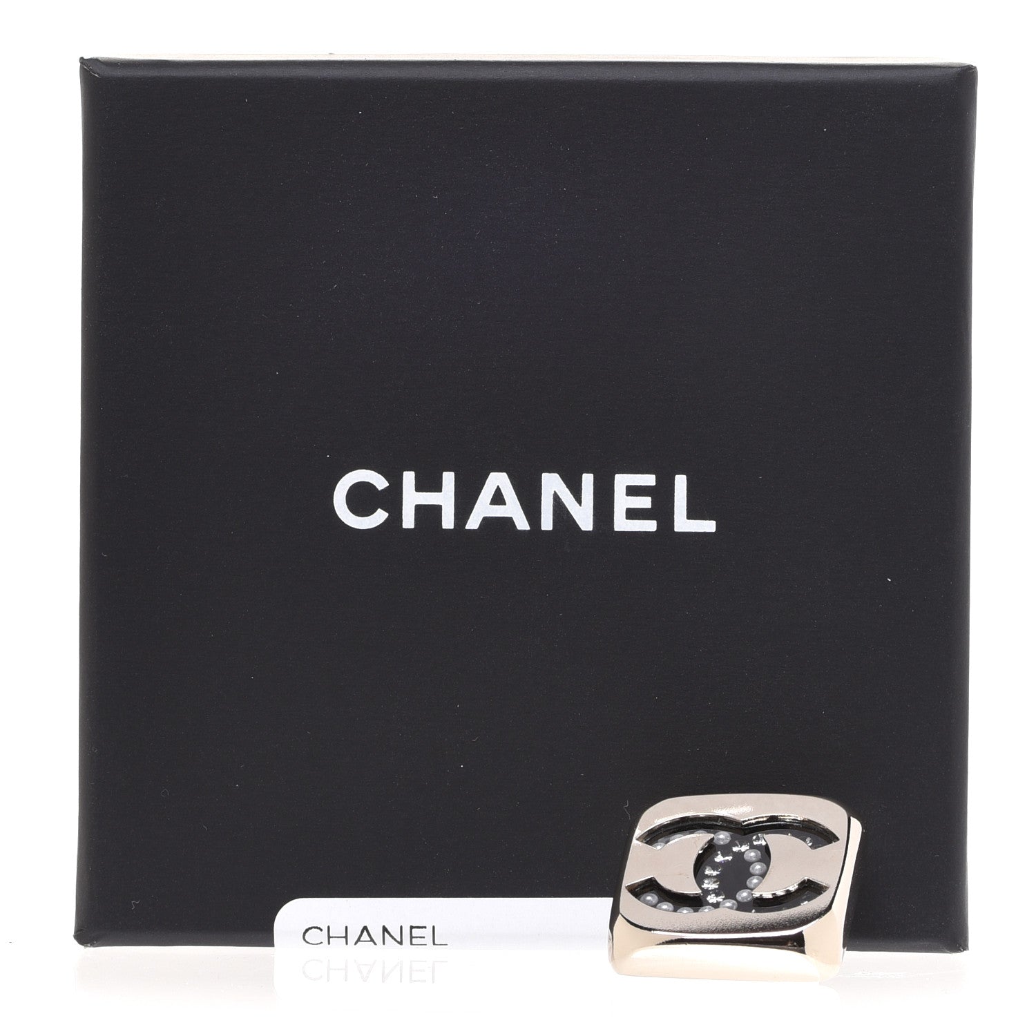 Chanel Crystal Pearl Square CC Brooch Gold 6 of 6