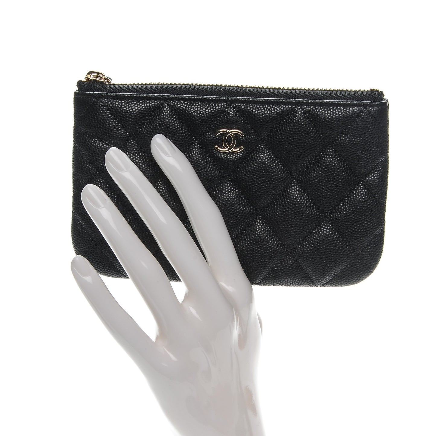 Caviar Quilted Small Cosmetic Case Black