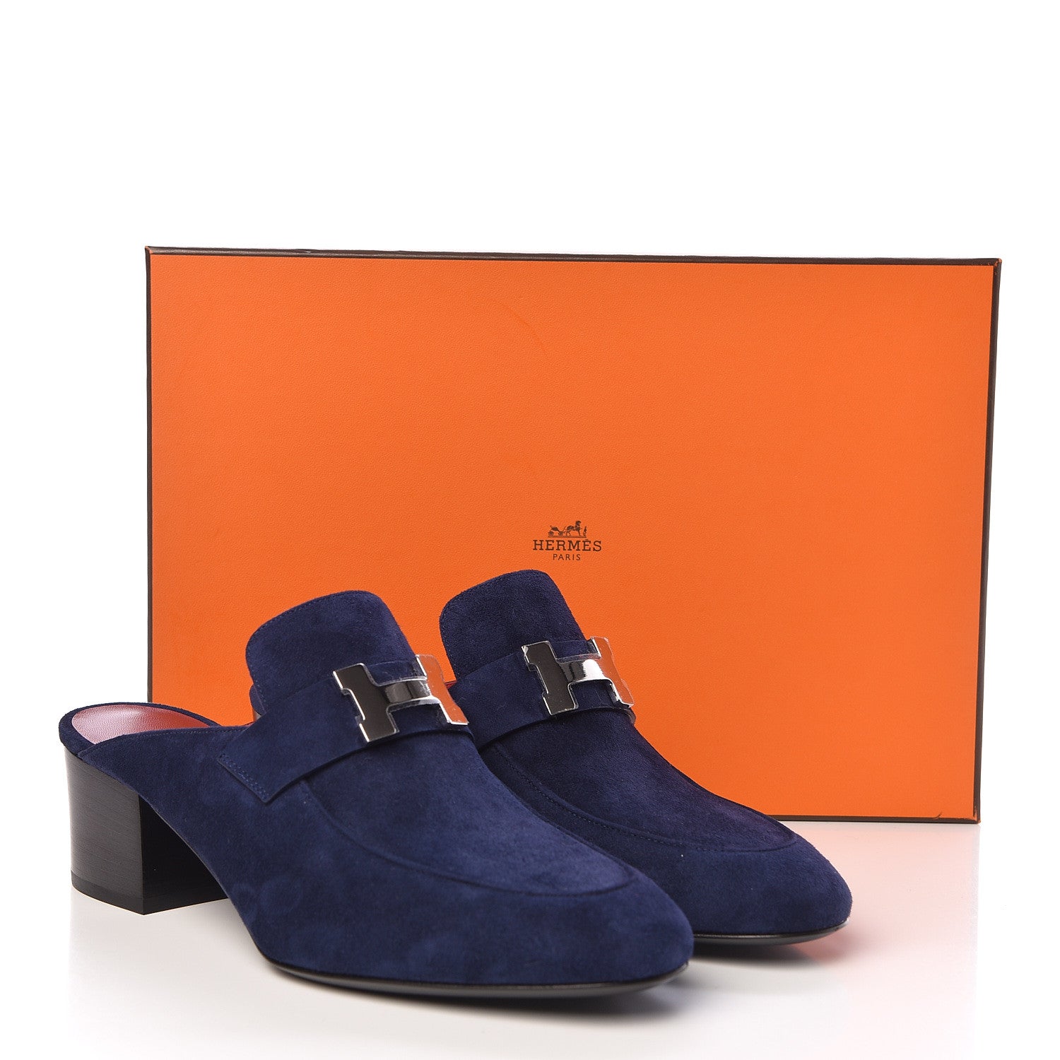 Hermes Suede Goatskin Paradis Mule 36.5 Bleu Diplomatique 9 of 9