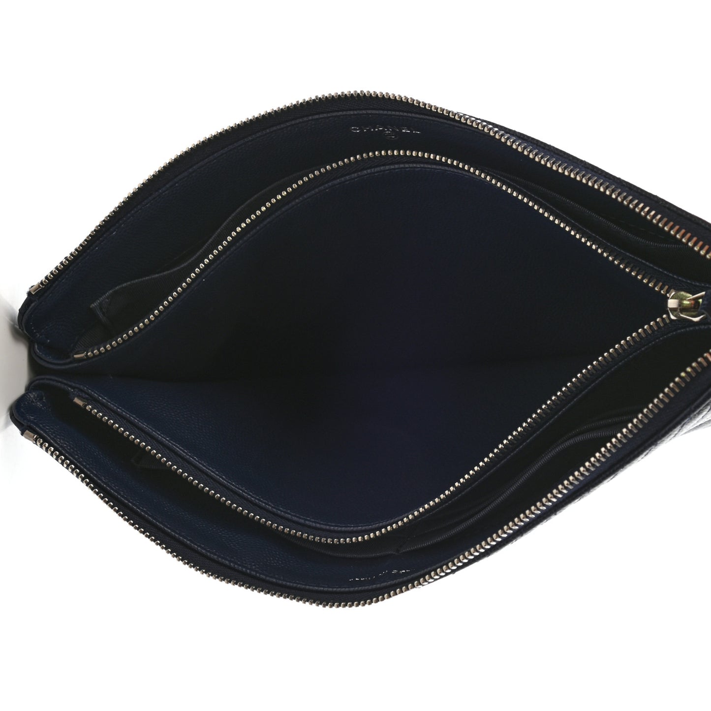 Caviar Chevron Quilted Small Zipped Pouch Navy