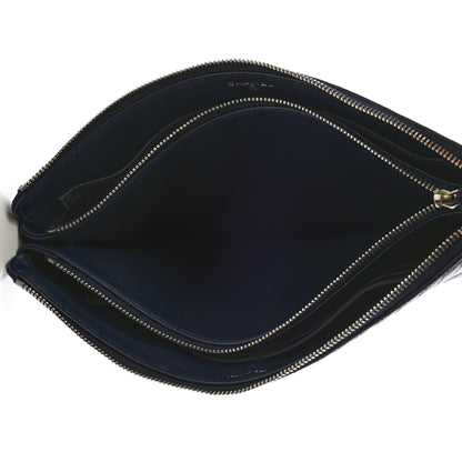 Chanel Caviar Chevron Quilted Small Zipped Pouch Navy 5 of 8