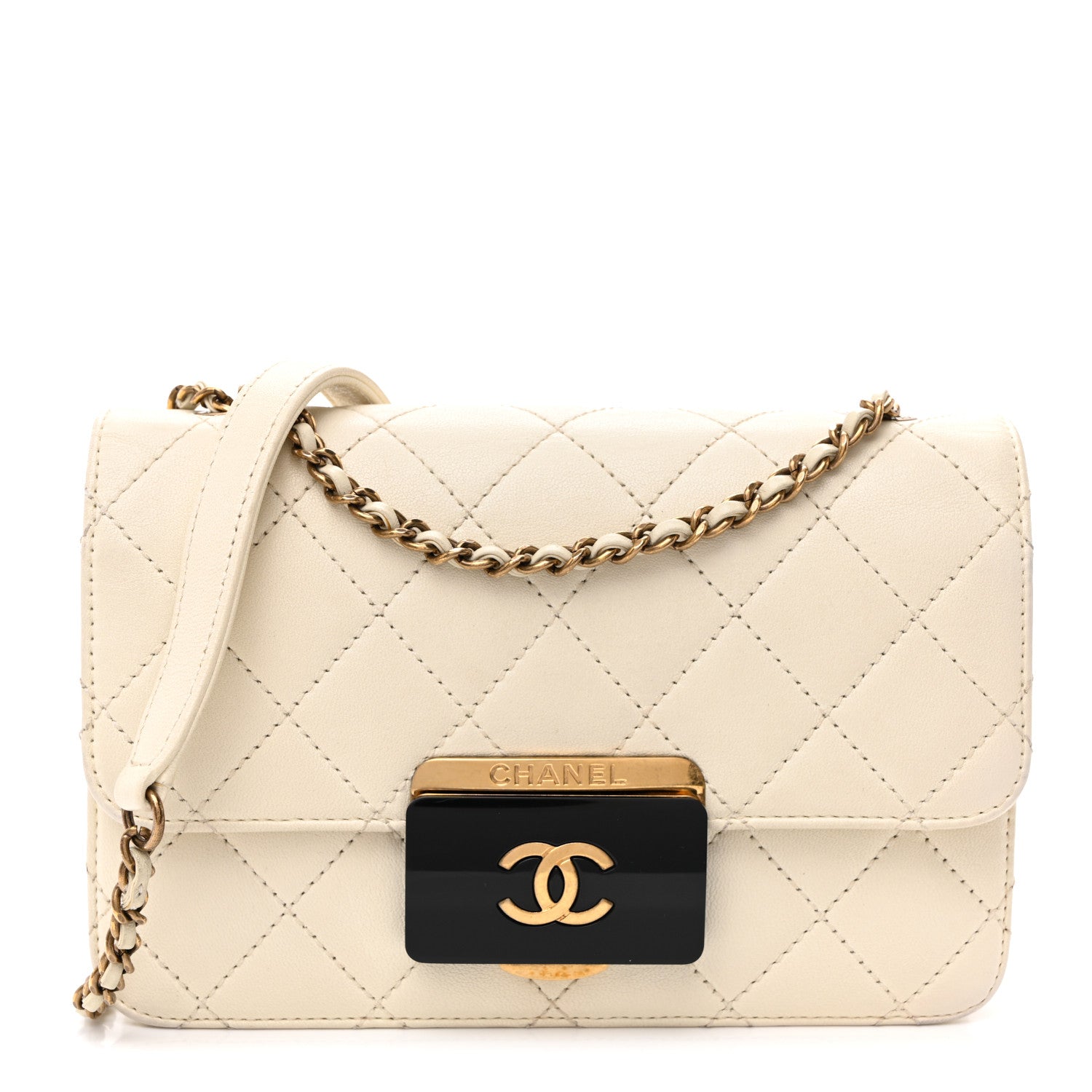 Chanel Sheepskin Quilted Mini Beauty Lock Flap White 1 of 10