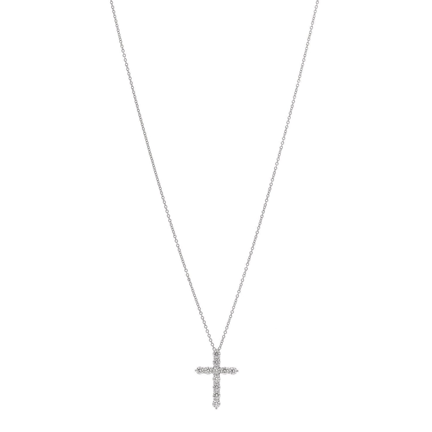 Platinum Diamond Medium Cross Pendant Necklace